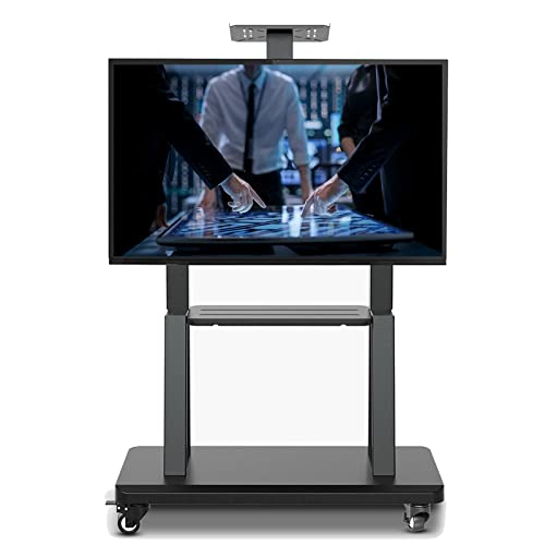 Bodenstehender Universal-TV-Ständer für 55-Zoll-Fernseher, robuster schwarzer mobiler TV-Wagen mit feststellbaren Rädern und Kameraregal, Sitzungssaal/Hotel/Studio Bodenstehender Universal-TV-Ständer für 55-Zoll-Fernseher, robuster schwarzer mobiler TV-Wagen mit feststellbaren Rädern und Kameraregal, Sitzungssaal/Hotel/Studio von AISNXOQI