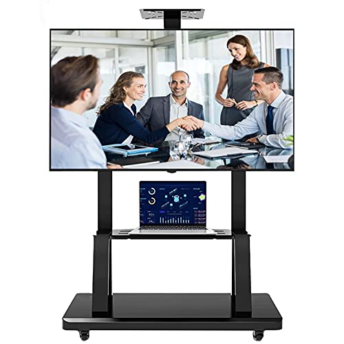 Mobiler TV-Ständer auf Rädern, höhenverstellbar, passend für 45/50/55/60/65/70/75-Zoll-Fernseher, bodenstehender universeller rollender TV-Wagen für Büro/Messen/Wohnzimmer Mobiler TV-Ständer auf Rädern, höhenverstellbar, passend für 45/50/55/60/65/70/75-Zoll-Fernseher, bodenstehender universeller rollender TV-Wagen für Büro/Messen/Wohnzimmer von AISNXOQI