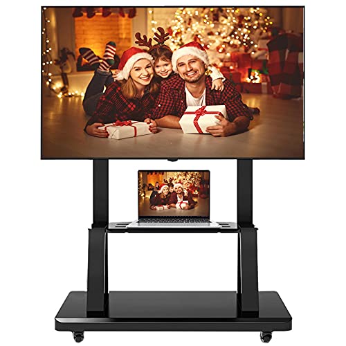 Robuster, rollender TV-Ständer für 65-Zoll-Fernseher, Verstellbarer, schwarzer TV-Wagen mit Rollen für Schlafzimmer/Zuhause/Wohnzimmer, Tragkraft 120 kg Robuster, rollender TV-Ständer für 65-Zoll-Fernseher, Verstellbarer, schwarzer TV-Wagen mit Rollen für Schlafzimmer/Zuhause/Wohnzimmer, Tragkraft 120 kg von AISNXOQI