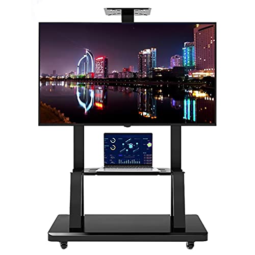 Rollbarer TV-Wagen, mobiler TV-Ständer für 40-65-Zoll-Flachbildschirme, schwarzer, robuster Universal-TV-Bodenständer mit 2 Stauraum und Rollen, Konferenzraum/Schlafzimmer Rollbarer TV-Wagen, mobiler TV-Ständer für 40-65-Zoll-Flachbildschirme, schwarzer, robuster Universal-TV-Bodenständer mit 2 Stauraum und Rollen, Konferenzraum/Schlafzimmer von AISNXOQI