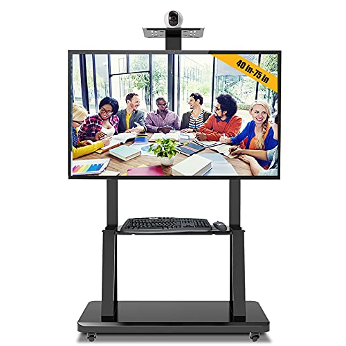 Schwarzer TV-Wagen, rollender TV-Ständer mit Stauraum, passend für 50-75-Zoll-Fernseher, freistehender Universal-TV-Halterungsständer auf Rädern, Zuhause/im Freien/Konferenzraum Schwarzer TV-Wagen, rollender TV-Ständer mit Stauraum, passend für 50-75-Zoll-Fernseher, freistehender Universal-TV-Halterungsständer auf Rädern, Zuhause/im Freien/Konferenzraum von AISNXOQI