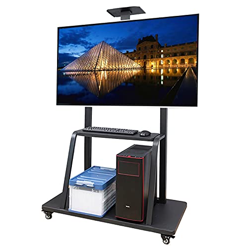 TV-Ständer mit Stauraum und Ablage für 43 50 55 60 65 70 75 Zoll Fernseher, schwarz, moderner, Verstellbarer mobiler TV-Wagen mit feststellbaren Rädern, Wohnzimmer/Büro TV-Ständer mit Stauraum und Ablage für 43 50 55 60 65 70 75 Zoll Fernseher, schwarz, moderner, Verstellbarer mobiler TV-Wagen mit feststellbaren Rädern, Wohnzimmer/Büro von AISNXOQI