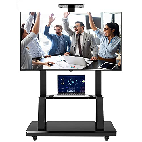 TV-Wagen, rollender TV-Ständer mit Stauraum, passend für 60/50/75/70/55-Zoll-Fernseher, robuster, schwarzer Boden-Universal-TV-Halterungsständer, Sitzungssaal/Zuhause/Klassenzimmer TV-Wagen, rollender TV-Ständer mit Stauraum, passend für 60/50/75/70/55-Zoll-Fernseher, robuster, schwarzer Boden-Universal-TV-Halterungsständer, Sitzungssaal/Zuhause/Klassenzimmer von AISNXOQI