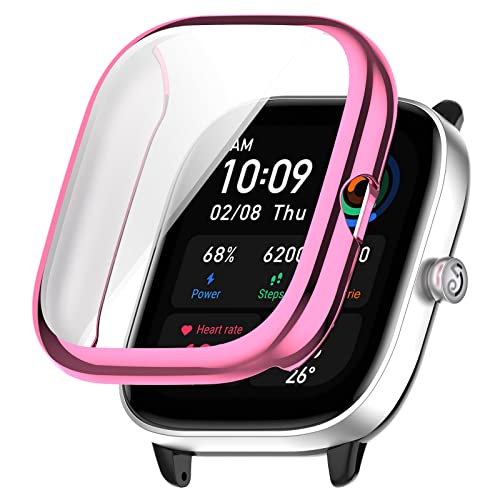 AISPORTS 2 Stück Bumper Case kompatibel mit Amazfit GTS 4 Mini Displayschutzfolie, Weiches TPU Silikon Uhrengehäuse Stoßfest Kratzfest Vollständige Abdeckung Schutzhülle für Amazfit GTS 4 Mini von AISPORTS