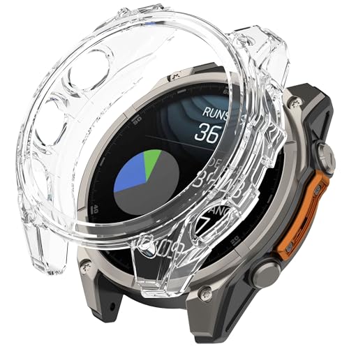 AISPORTS 2 Stück Kompatibel mit Garmin Fenix 8 47mm Hülle, Ultradünne Weiche Flexible TPU Silikon Randschutzhülle Stoßfeste Schlagfeste Rahmenschale Schutzhülle für Garmin Fenix 8 47mm von AISPORTS