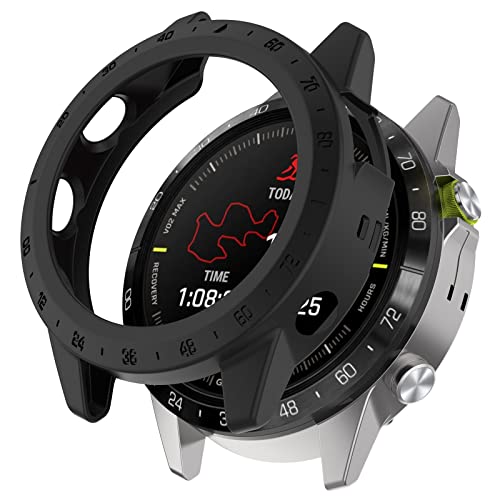 AISPORTS 2 Stück Kompatibel mit Garmin MARQ Gen 2 Athlete/Captain/Golfer/Aviator Fliegertasche, TPU Silikonrand Robust Stoßfest Stoßfänger Rahmen Rüstung Uhrengehäuse Schutzhülle für Garmin MARQ 2 von AISPORTS