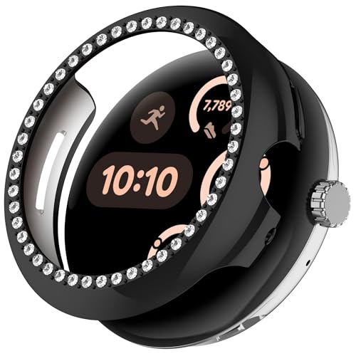 AISPORTS 2 Stück Kompatibel mit Google Pixel Watch 3 45mm Hülle für Damen, Harte PC Rand Stoßstangenhülle Bling Glitzer Kristall Diamant Strass Rahmenschale Schutzhülle für Pixel Watch 3 45mm AISPORTS 2 Stück Kompatibel mit Google Pixel Watch 3 45mm Hülle für Damen, Harte PC Rand Stoßstangenhülle Bling Glitzer Kristall Diamant Strass Rahmenschale Schutzhülle für Pixel Watch 3 45mm von AISPORTS