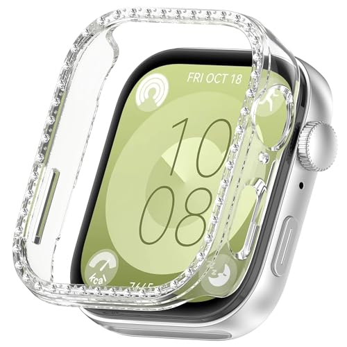 AISPORTS 2 Stück Kompatibel mit Huawei Watch Fit 3 Hülle für Damen, Harte PC Kante Stoßfeste Bling Glitzer Kristall Diamant Strass Rahmenschale Schutzhülle für Huawei Watch Fit 3 AISPORTS 2 Stück Kompatibel mit Huawei Watch Fit 3 Hülle für Damen, Harte PC Kante Stoßfeste Bling Glitzer Kristall Diamant Strass Rahmenschale Schutzhülle für Huawei Watch Fit 3 von AISPORTS