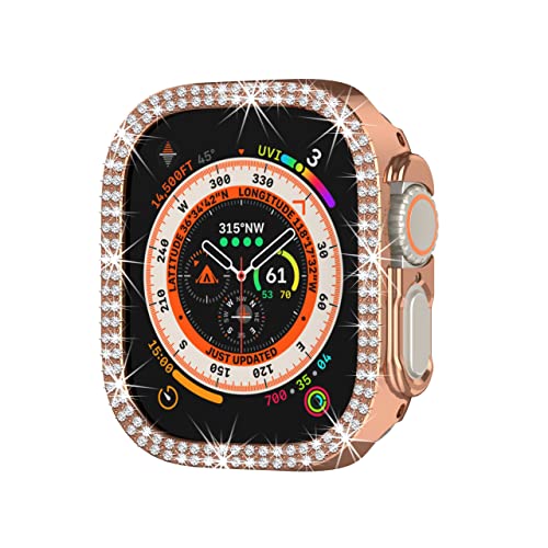 AISPORTS 2 Stück Pack Kompatibel mit Apple Watch Ultra Case 49mm für Damen,Hard PC Edge Bumper Case Bling Crystal Diamond Strass Stoßfester Rahmen Shell Schutzhülle Cover für iWatch Ultra 49mm von AISPORTS