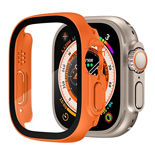 AISPORTS 2 Stück Uhrengehäuse Kompatibel mit Apple Watch Ultra Displayschutzfolie 49mm, Hart PC Bumper Case HD Klare gehärtete Glasfolie Kratzfeste Schutzhülle für Apple Watch Ultra 49mm von AISPORTS