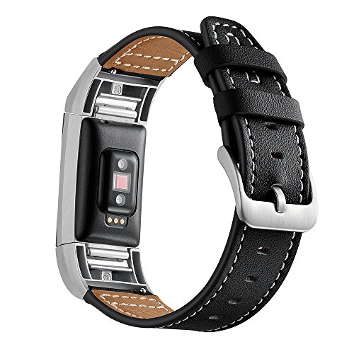 AISPORTS Ersatzarmband für Fitbit Charge 2, Leder, für Damen und Herren, mit Metallschnalle, für Fitbit Charge 2, Schwarz AISPORTS Ersatzarmband für Fitbit Charge 2, Leder, für Damen und Herren, mit Metallschnalle, für Fitbit Charge 2, Schwarz von AISPORTS