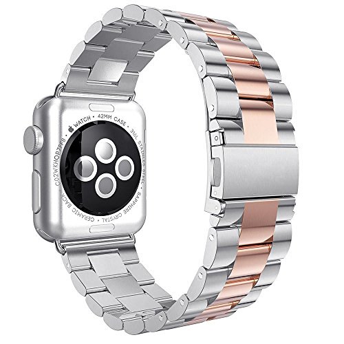 AISPORTS Kompatibel mit Apple Watch Armband 41mm 40mm 38mm Damen Herren, Verstellbares Edelstahl Sportarmband mit Metallschnalle Ersatzarmband für Apple Watch SE/iWatch Series 7/6/5/4/3/2/1 von AISPORTS