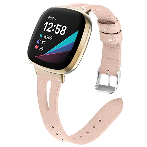 AISPORTS Kompatibel mit Fitbit Sense 2 Armband/Fitbit Versa 4 Armband Leder für Damen Herren, Weiches Dünnes Hohles Atmungsaktives Leder Armband Metallschnalle Ersatzriemen für Fitbit Sense 2/Versa 4 AISPORTS Kompatibel mit Fitbit Sense 2 Armband/Fitbit Versa 4 Armband Leder für Damen Herren, Weiches Dünnes Hohles Atmungsaktives Leder Armband Metallschnalle Ersatzriemen für Fitbit Sense 2/Versa 4 von AISPORTS