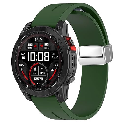 AISPORTS Kompatibel mit Garmin Descent G1 Armband Silikon, 22mm Quick Fit Uhrenarmband Sportarmband Magnetschnalle Armband Ersatzarmband für Garmin Fenix 7/7 Pro/6/6 Pro/5/5 Plus/Quatix 7/6/5 von AISPORTS