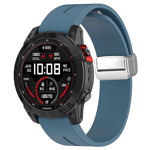 AISPORTS Kompatibel mit Garmin Quatix 7X Solar/6X Solar/3 Armband Silikon, 26mm Quick Fit Uhrenarmband Sportarmband Magnetschnalle Verschluss Ersatzarmband für Garmin Instinct 2X/Epix Pro Gen 2 51mm von AISPORTS