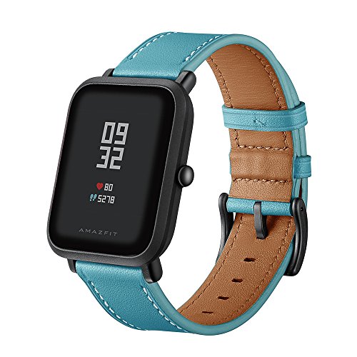 AISPORTS Kompatibel mit Garmin Venu 2 Plus/Venu/Venu Sq 2/Venu Sq Armband Leder für Damen Herren, 20mm Weiches Atmungsaktives Lederband Ersatzarmband für Garmin Vivomove 3/HR/Luxe/Sport/Style/Trend von AISPORTS