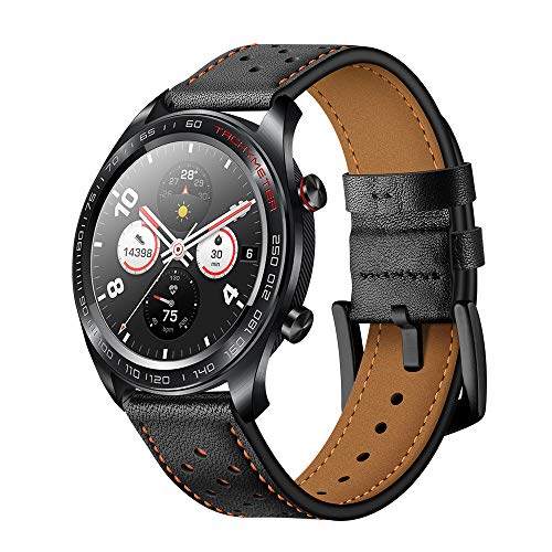 AISPORTS Leder Armband Kompatibel mit Samsung Galaxy Watch 3 45mm Armband für Damen Herren, 22mm Weiches Atmungsaktives Leder Sport Armband Metallschnalle Ersatzarmband für Galaxy Watch 46mm/S3 von AISPORTS