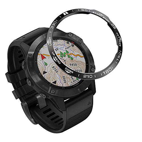 AISPORTS Lünetten Styling Kompatibel für Garmin Fenix 6/Fenix 6 Pro Lünettenring, Selbstklebende Abdeckung Kratzschutz Edelstahl Metalllünette Schleife Zifferblatt Schutzhülle für Fenix 6/Fenix 6 Pro von AISPORTS