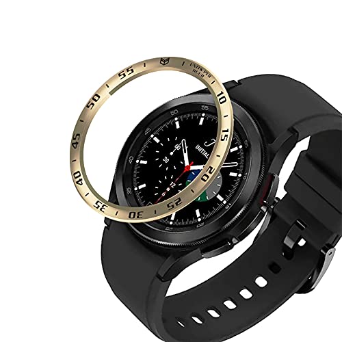 AISPORTS Lünettenring Kompatibel mit Samsung Galaxy Watch 4 Classic 46mm Lünettenschlaufe,Selbstklebende Abdeckung,Kratzfeste Edelstahl Metalllünette Schutzhülle für Samsung Galaxy Watch4 Classic 46mm von AISPORTS