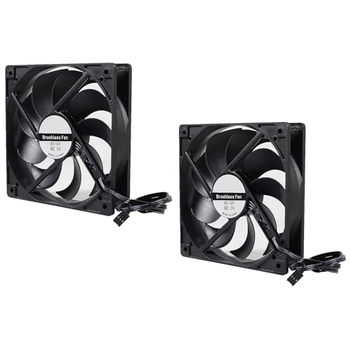 2Pack PWM - PC-Lüfter, 120 mm PWM-Gehäuselüfter CPU-Lüfter 120mm 120x120x25mm 12V Schwarz Computer-Gehäuselüfter Gehäuselüfter, 3pin PWM Silent Computer Fan von AITRIP