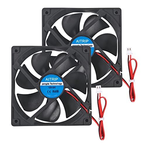 2er Pack 12025 Lüfter 120 x 120 x 25 mm Computer Case Fan DC 12 V Cooling Fan für Computer Fall 2 Pins 2 Draht zum Kühlen von PC Computergehäuse CPU Kühler Radiatoren von AITRIP