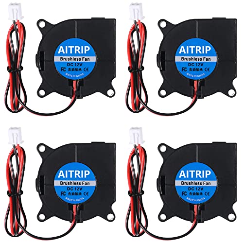 4-Pack 3D Drucker Lüfter,40 × 40 × 20 mm Turbine Gebläse Mini Kühler Fan,DC 12V 4020 Super Belüftung Turbo Lüfter Kühlgebläse Kühlung Heizlüfter für 3D Druckerzubehör von AITRIP