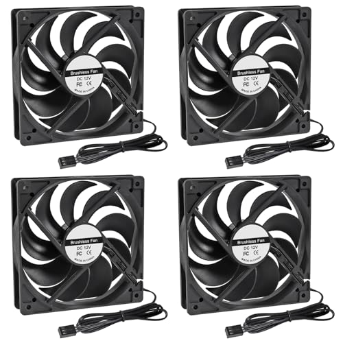 4Pack PWM - PC-Lüfter, 120 mm PWM-Gehäuselüfter CPU-Lüfter 120mm 120x120x25mm 12V Schwarz Computer-Gehäuselüfter Gehäuselüfter, 3pin PWM Silent Computer Fan von AITRIP