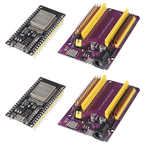 AITRIP 2 Sets 38 Pins ESP32 Entwicklungsboard Typ-C/Micro USB CP2102 WiFi+Bluetooth Dual Core ESP32-DevKitC-32 ESP-WROOM-32 mit Erweiterungsplatine für Arduino IDE von AITRIP