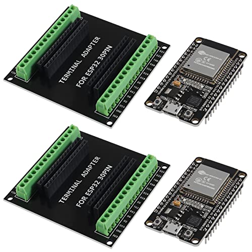 AITRIP 2 Sets ESP-WROOM-32 ESP32 ESP-32S Development Board CP2102 WiFi+Bluetooth Ultra-Low Power Dual Core ESP32-DevKitC-32 ESP-WROOM-32 mit ESP32 Breakout Board Shield GPIO 1 in 2 für Arduino von AITRIP