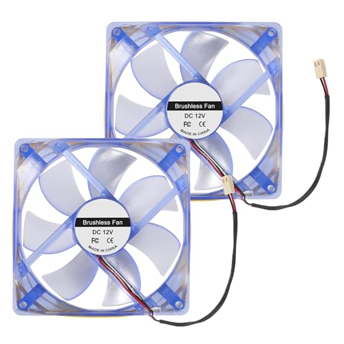 AITRIP 2 Stück LED 12025 12V Lüfter, Bürstenloses Doppelkugellager120 x 120 x 25 mm, 12 cm, 0.35A，120 mm, Gleichstrom, Kühlventilator für Computergehäuse CPU-Kühlern, Heizkörpern von AITRIP