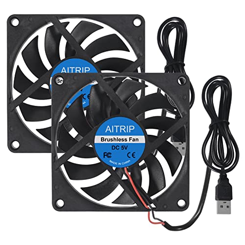 AITRIP 2PCS 80mm USB Lüfter 5V Brushless 8010 80x80x10mm zum Kühlen DIY PC Computer Gehäuse 3D Drucker CPU Kühler Radiatoren AITRIP 2PCS 80mm USB Lüfter 5V Brushless 8010 80x80x10mm zum Kühlen DIY PC Computer Gehäuse 3D Drucker CPU Kühler Radiatoren von AITRIP