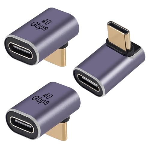AITRIP 3 Stück USB-C-Adapter 40Gbps USB C 90° Adapter Typ C,USB C Adapter Typ C Buchse auf Stecker USB C Winkelstecker USB 4.0 40Gbps Datenübertragung Laden Typ C OTG Adapter für Laptop Tablet Telefon von AITRIP