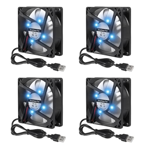 AITRIP 4PCS 80mm USB Lüfter 5V LED Lüfter Brushless 8025 80x25mm für Kühlung DIY PC Computer Gehäuse 3D Drucker CPU Kühler Radiatoren von AITRIP