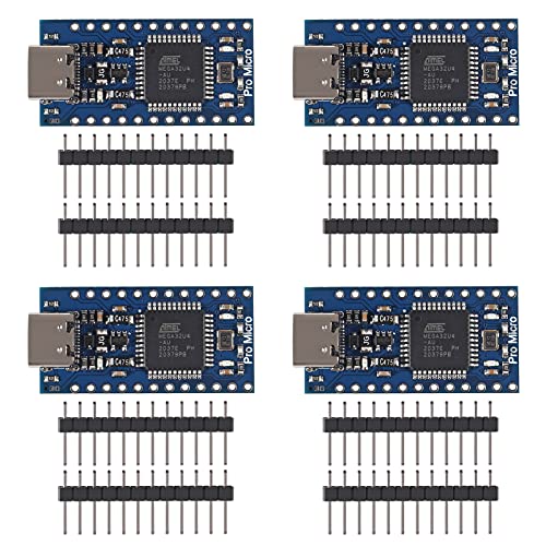 AITRIP 4PCS Pro Micro ATmega32U4 5V 16MHz Typ-C-Entwicklungsmodulplatine mit 2-reihiger Stiftleiste Kompatibel mit ard-uino Leonardo Ersetzen Sie Pro Mini von AITRIP