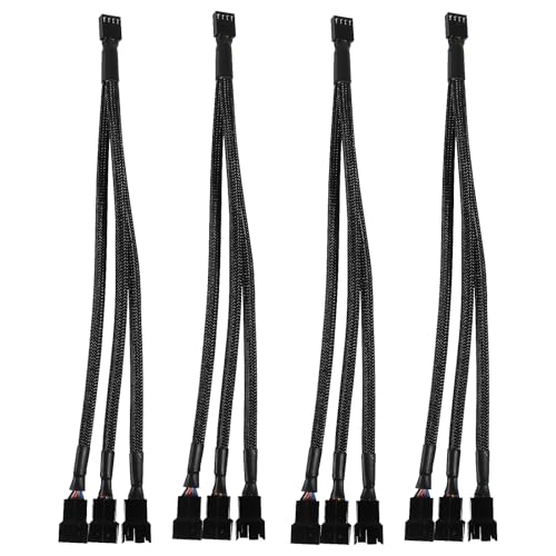AITRIP 4Pack 3 Wege 4 Pin PWM Lüfter Splitter Kabel, 12 Zoll PC Lüfter Verlängerungskabel, CA PWM Lüfter Verlängerungskabel, für Computer ATX Gehäuse 4-Pin/3-Pin Lüfter Kabel von AITRIP