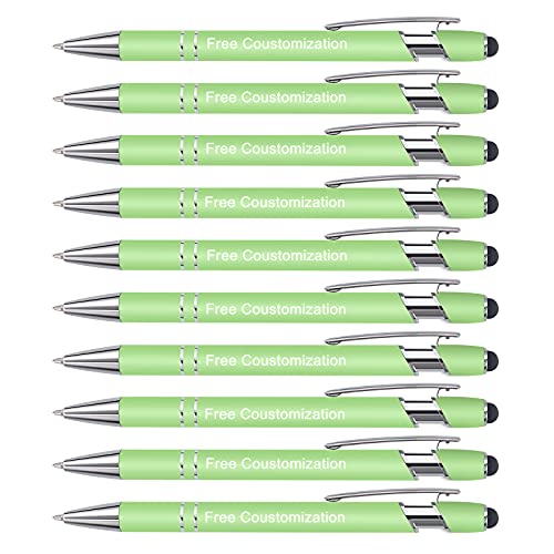 AIVYNA Gravur Stift,Kugelschreiber mit Gravur & Touch Personalisierter Kugelschreiber Werbekugelschreiber mit Wunschtext & Logo-10 Stück (Grün) von AIVYNA