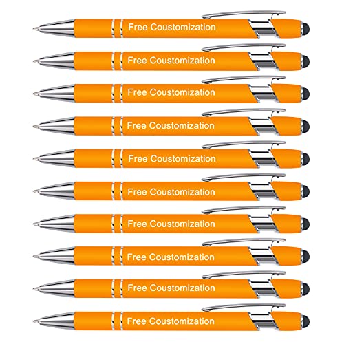 AIVYNA Gravur Stift,Kugelschreiber mit Gravur & Touch Personalisierter Kugelschreiber Werbekugelschreiber mit Wunschtext & Logo-10 Stück (Orange) von AIVYNA