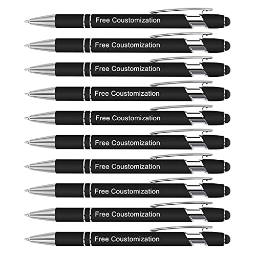 AIVYNA Gravur Stift,Kugelschreiber mit Gravur & Touch Personalisierter Kugelschreiber Werbekugelschreiber mit Wunschtext & Logo-10 Stück (Schwarz) von AIVYNA