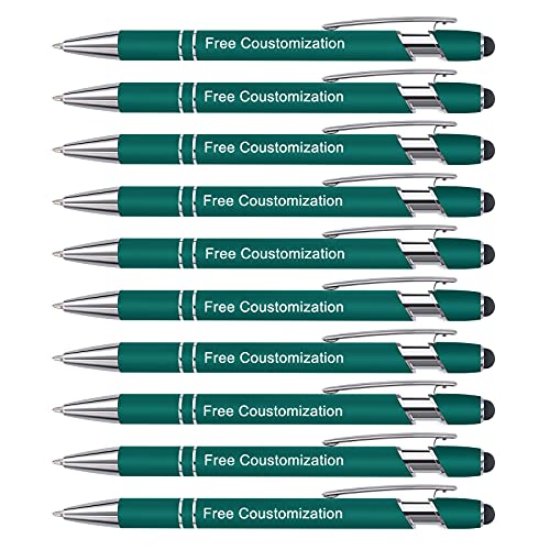 AIVYNA Gravur Stift,Kugelschreiber mit Gravur & Touch Personalisierter Kugelschreiber Werbekugelschreiber mit Wunschtext & Logo-10 Stück (dunkelgrün) von AIVYNA