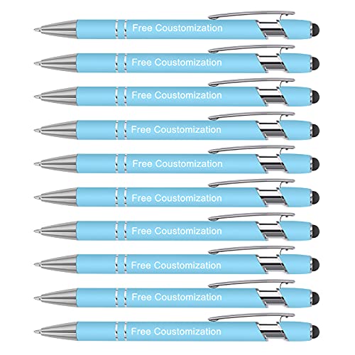 AIVYNA Gravur Stift,Kugelschreiber mit Gravur & Touch Personalisierter Kugelschreiber Werbekugelschreiber mit Wunschtext & Logo-10 Stück (hellblau) von AIVYNA
