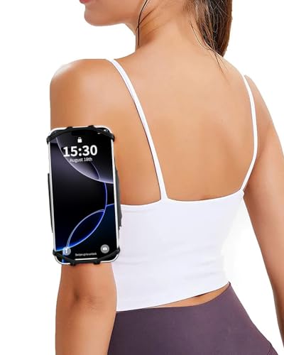 AIWOGEP Sportarmband Handy,360° Drehbarer Handytasche Sport Zum Joggen Abnehmbarer Laufen Arm Sportarmband für 4-6.5'' iPhone 16 15 14 pro Galaxy S24 S23 Samsung Huawei Etc (Armband Schwarz) von AIWOGEP