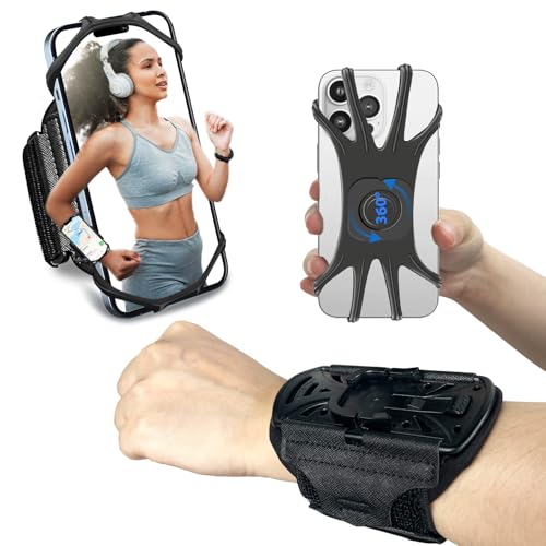 Sportarmband Handy,360° Drehbarer Handyhalterung Joggen Abnehmbarer Laufen Arm Sportarmband für 4-6.5'' iPhone 16 15 14 pro Galaxy S24 S23 Samsung Huawei Etc Handy Armband von AIWOGEP