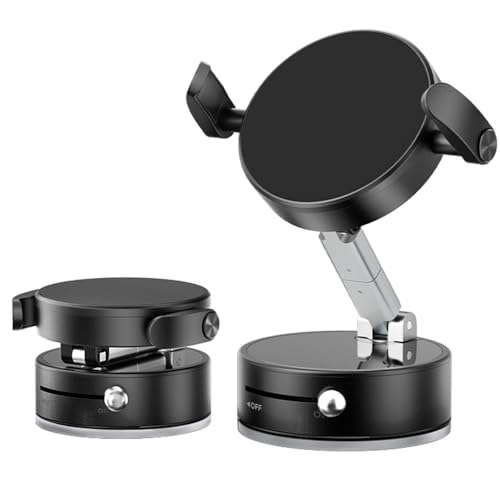 AIWOGEP Vakuum Magnet Telefonständer für Auto/Metall, Multifunktionale Faltbare Telefonhalter für iPhone Männer, Frauen, Samsung Huawei, 360 ° Drehbare Saugnapf Armaturenbrett Autotelefonhalterung von AIWOGEP