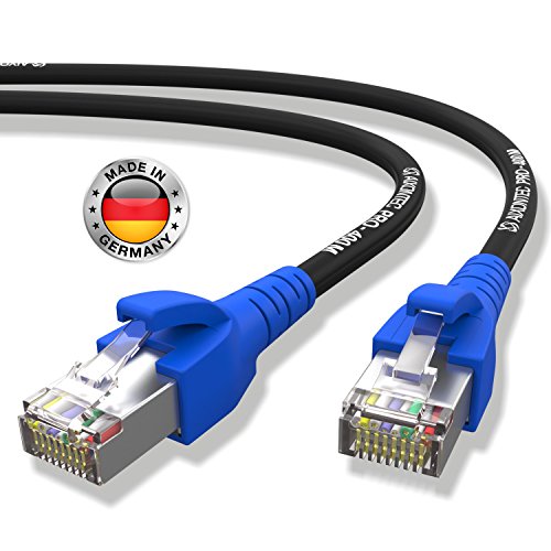 AIXONTEC® 0,5Meter CAT6 High-Speed LAN-Netzwerk-Gigabit-Ethernet-Kabel geschirmt halogenfrei blauer Premium RJ45-Stecker 10/100/1000Mbit/s Draka-Gigabit-Patch-FTP-Kabel Hergestellt in Deutschland von AIXONTEC