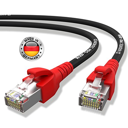 AIXONTEC® 0,5Meter CAT6 High-Speed LAN-Netzwerk-Gigabit-Ethernet-Kabel geschirmt halogenfrei roter Premium RJ45-Stecker 10/100/1000Mbit/s Draka-Gigabit-Patch-FTP-Kabel Hergestellt in Deutschland von AIXONTEC