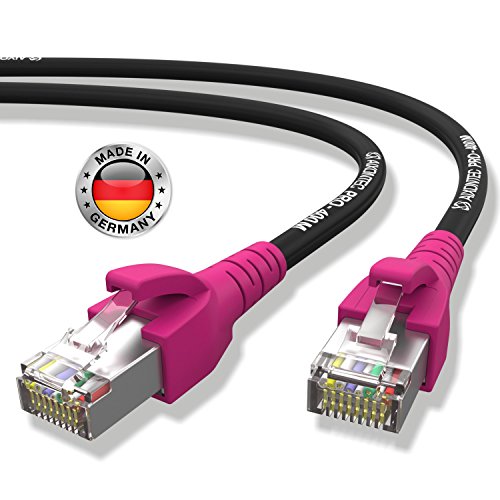 AIXONTEC® 10,0Meter CAT6 High-Speed LAN-Netzwerk-Gigabit-Ethernet-Kabel geschirmt halogenfrei magenta Premium RJ45-Stecker 10/100/1000Mbit/s Draka-Gigabit-Patch-FTP-Kabel Hergestellt in Deutschland von AIXONTEC