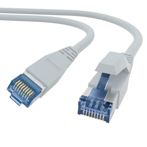 AIXONTEC 0,35 m CAT7 Ethernet Universal LAN Kabel RJ45 Profi 10 GbE Netzwerkkabel Grau 10 Gigabit Megaline F6-90 UV Beständig Cat.6A Hirose TM36 Netzwerkstecker kompatibel zu CAT.5e CAT.6 CAT 7 von AIXONTEC