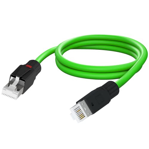 AIXONTEC 1,0 m RJ45 PROFINET SF/UTP 2x2x AWG 22/7 Industrie Patchkabel D-Kodiert RJ45 zu RJ45 8 Pins 4 Kontakte 8P4C D code Male Industrial Ethernet Netzwerkkabel Grün von AIXONTEC