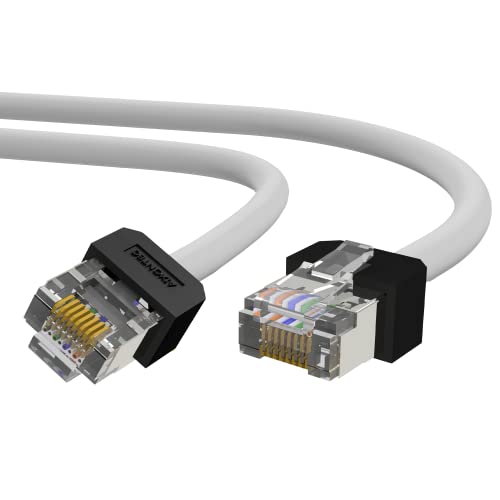 AIXONTEC 10 x 0,3 m RJ45 Netzwerkkabel kurzer RJ-45 Stecker Gigabit Cat.6 Patchkabel Ethernet LAN Kabel geschirmt Grau Schwarz von AIXONTEC