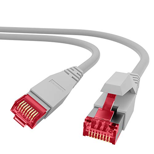 AIXONTEC 10m CAT7 Ethernet LAN Kabel RJ45 Profi Netzwerkkabel Grau | 10 Gigabit | Leoni Cat.7 Megaline F6-90 s f flex | Hirose TM21 Netzwerkstecker | kompatibel zu CAT.5e / CAT.6 / CAT 7 Kabel von AIXONTEC